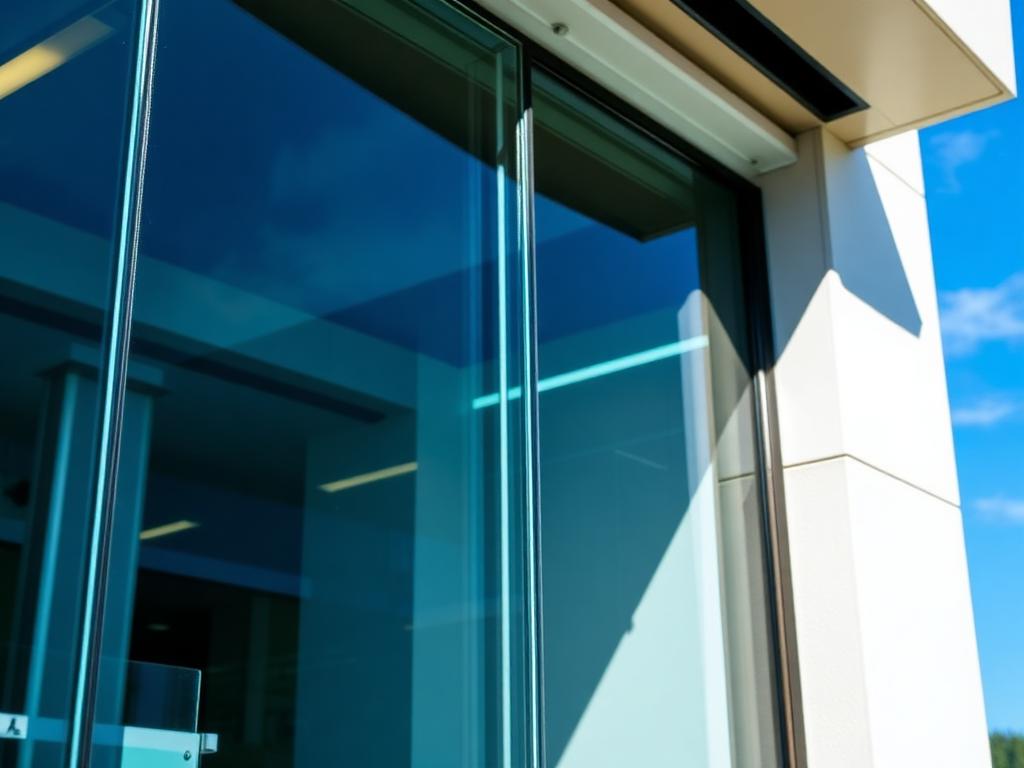 Spotless commercial storefront glass after professional cleaning